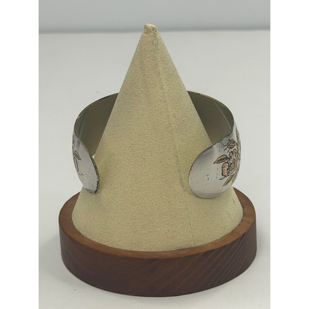 Reed & Barton Damascene Floral Cuff Bracelet Vintage Silver Gold Copper Tone 439 - Picture 2 of 6